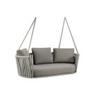 Cadeira de balanço de 2 lugares em metal e corda com assento de tecido fabricado na Itália - Mari Viadurini