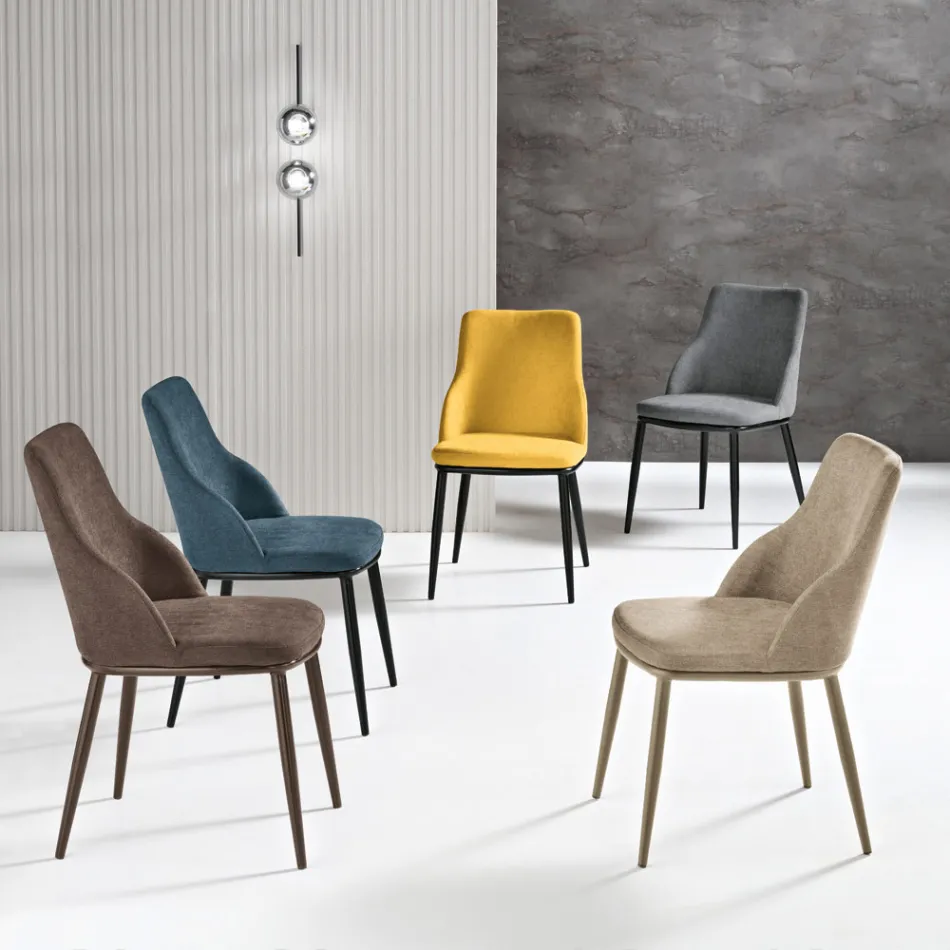 Conjunto de duas cadeiras estofadas com estrutura metálica e design equilibrado - Seda Viadurini
