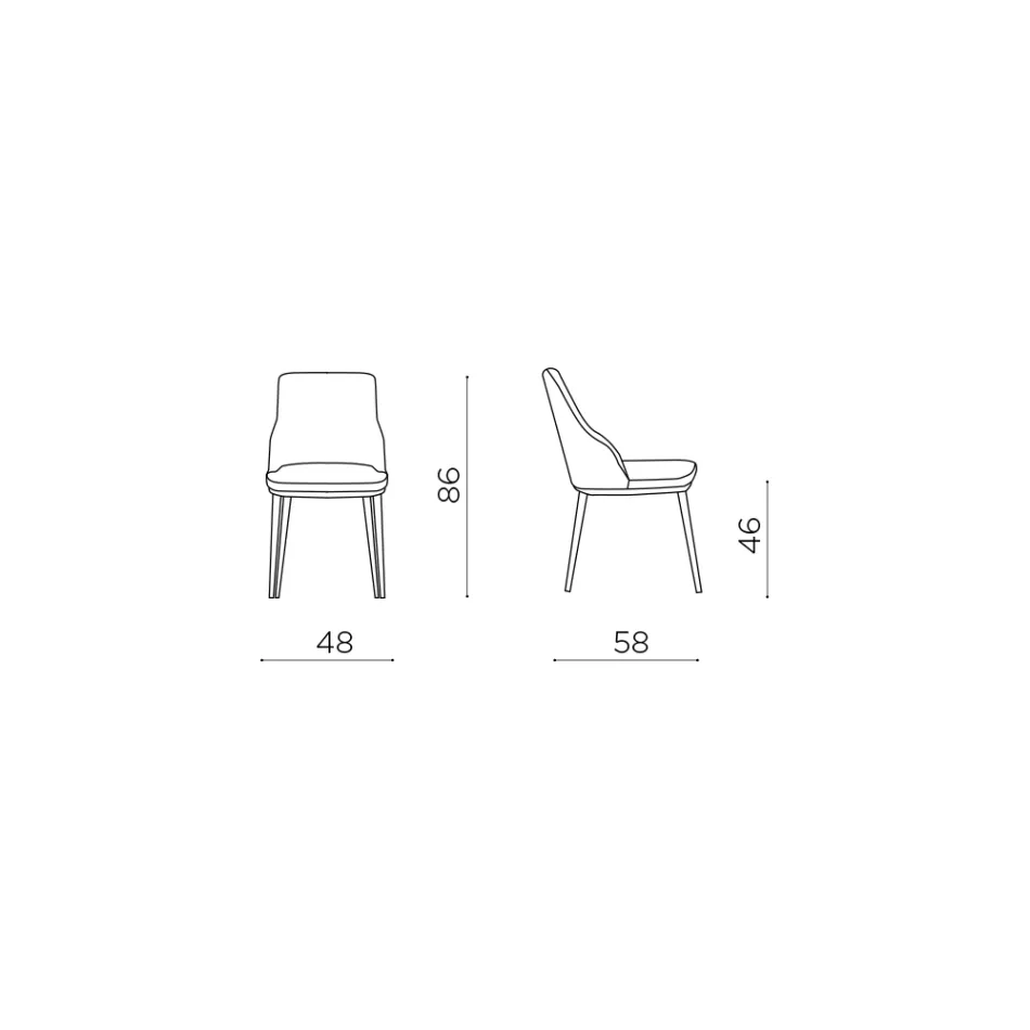 Conjunto de duas cadeiras estofadas com estrutura metálica e design equilibrado - Seda Viadurini