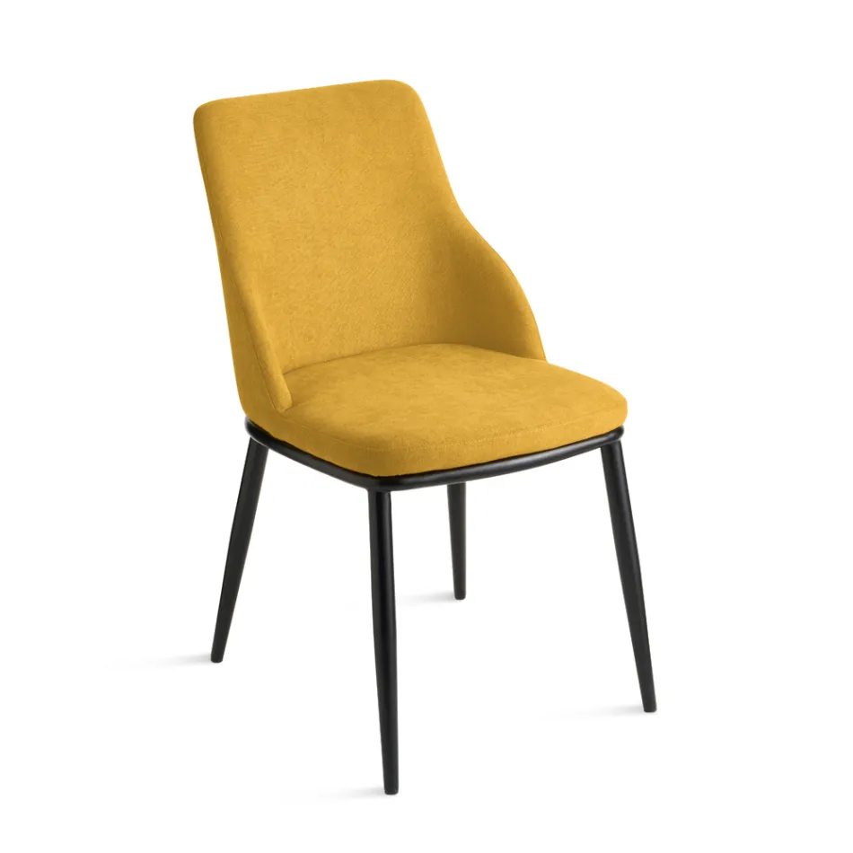 Conjunto de duas cadeiras estofadas com estrutura metálica e design equilibrado - Seda Viadurini