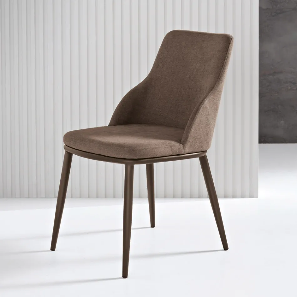 Conjunto de duas cadeiras estofadas com estrutura metálica e design equilibrado - Seda Viadurini