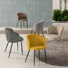 Duas cadeiras em metal pintado e estofadas em tecido de diversas cores - Atria Viadurini