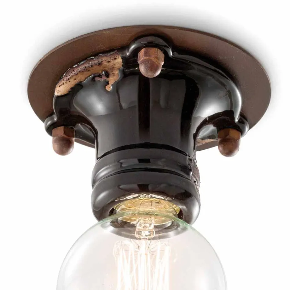 Holofote de teto design retro cerâmica e metal Cloe Ferroluce Viadurini