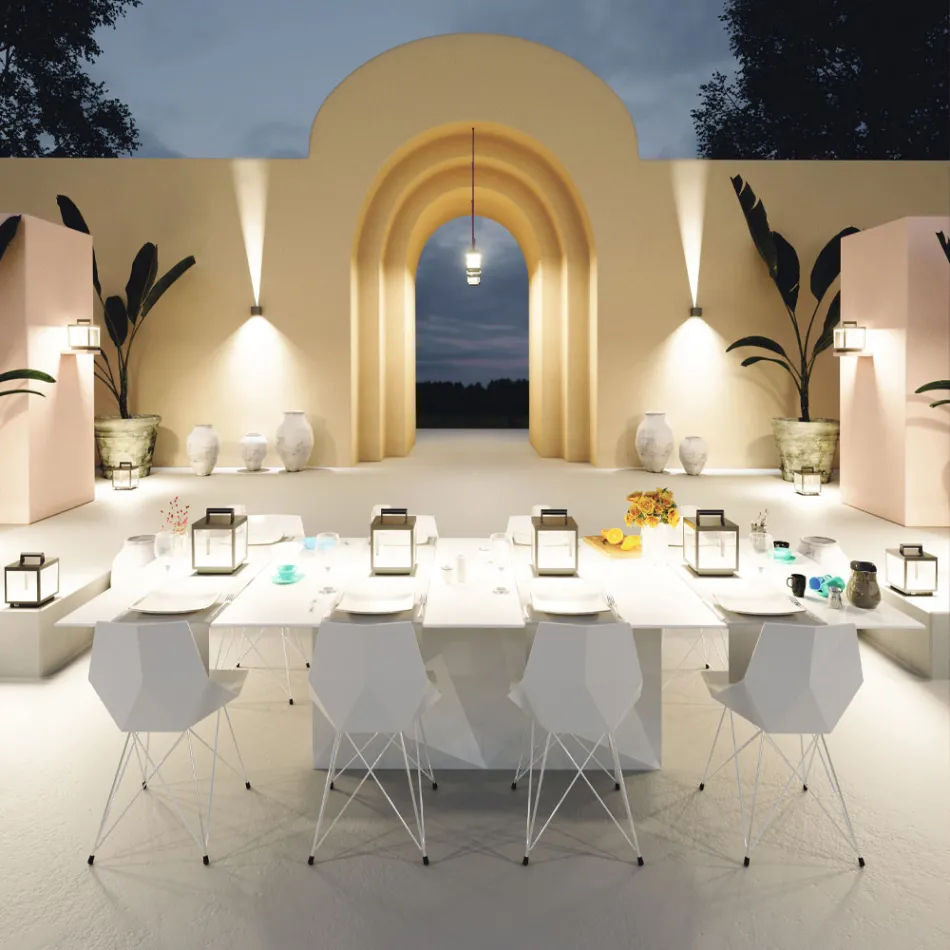 Refletor Led Decorativo Exterior em Alumínio Branco ou Corten - Bettina Viadurini