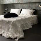 Capa de almofada quadrada em linho preto pesado e rendas Made in Italy - Matero Viadurini