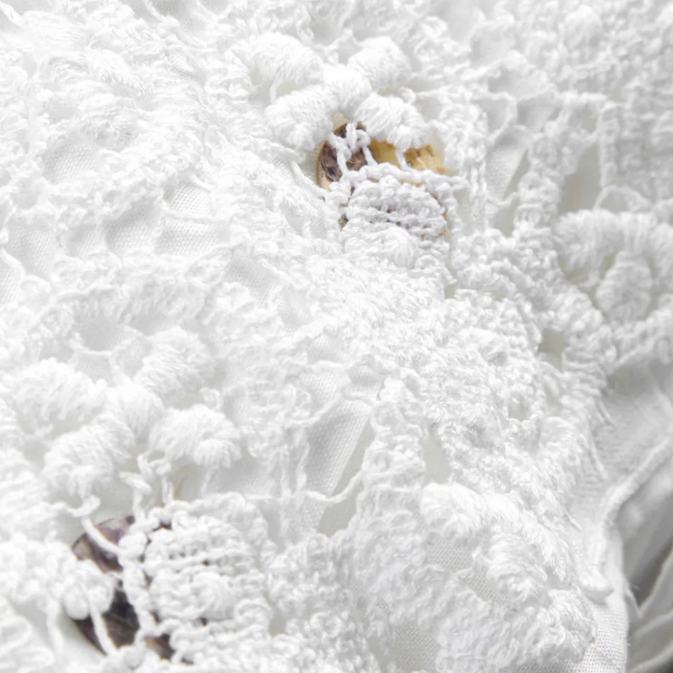 Fronha de linho com renda branca para cama de design luxuoso fabricada na Itália - Kiss Viadurini