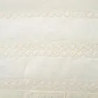 Fronha Quadrada em Linho Giz ou Decoração Retrô com Bordado Esfera e Moldura - Cotovelo Viadurini