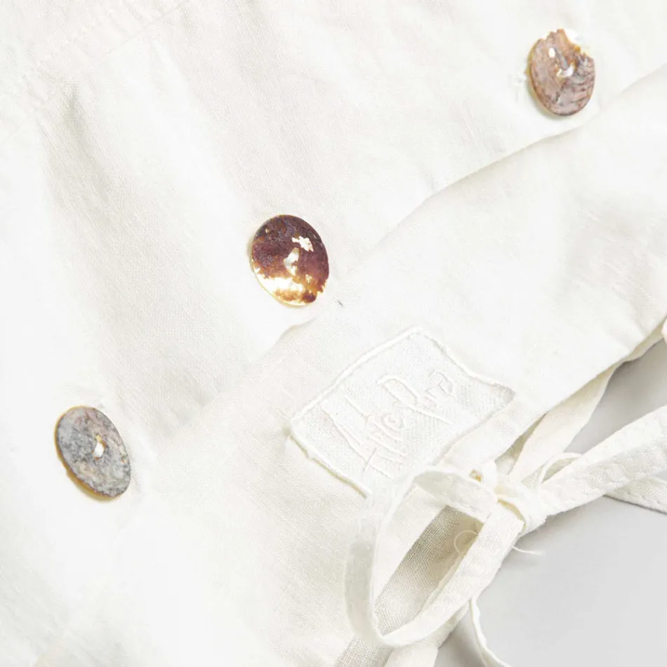 Fronha de Cama Retangular em Linho Branco ou Preto com Botões e Cordões - Agora Viadurini