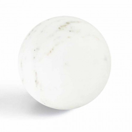 Peso de papel esfera moderno em mármore branco acetinado italiano, 2 peças - esfera Viadurini