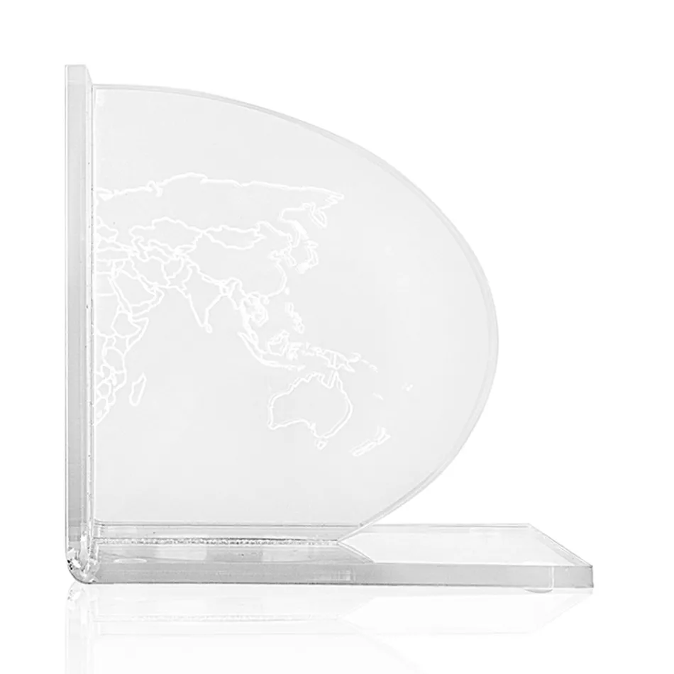 Suportes para livros em design de plexiglass transparente com mapa 2 peças - Aretone Viadurini