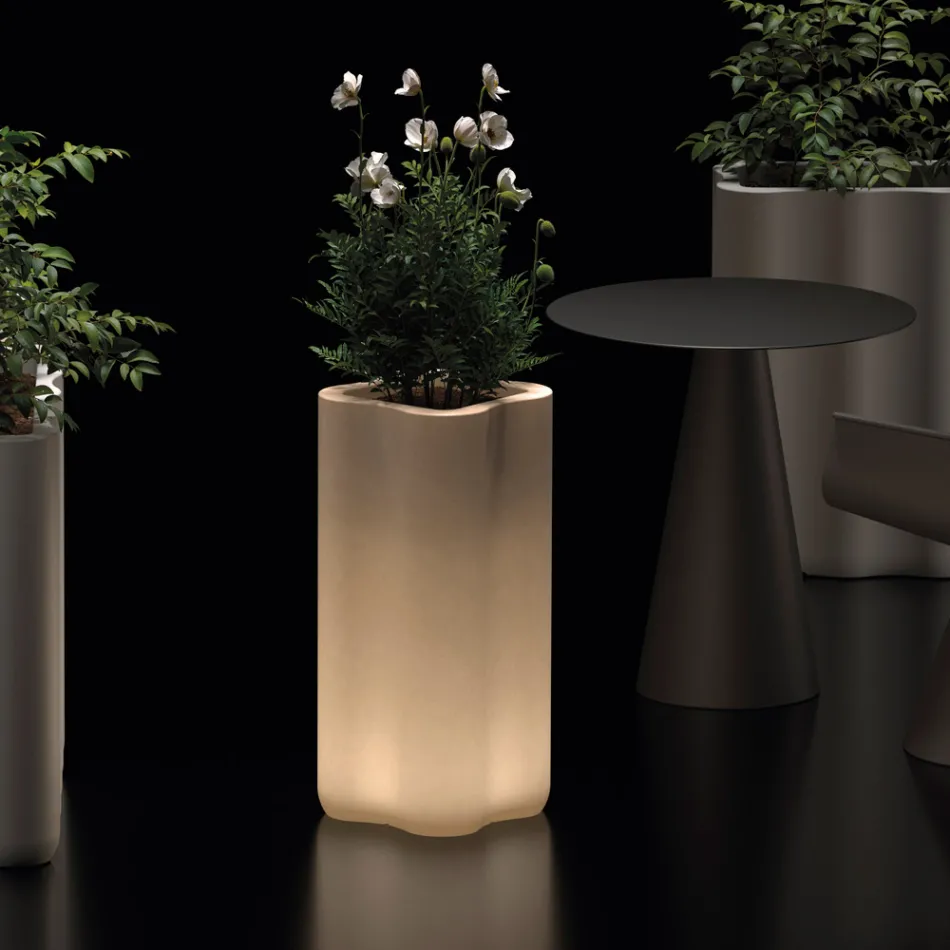 Vaso de coluna em polietileno com iluminação bicolor, fabricado na Itália - Barbia Viadurini