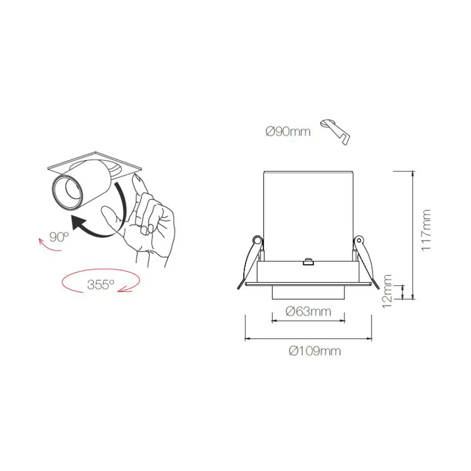 Fotoprojetor Plafon de embutir LED para interiores em alumínio - Etrusco Viadurini