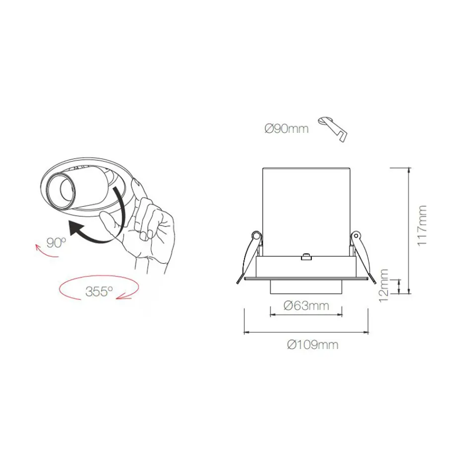 Fotoprojetor Lâmpada de teto LED ajustável para interior em alumínio - etrusca Viadurini