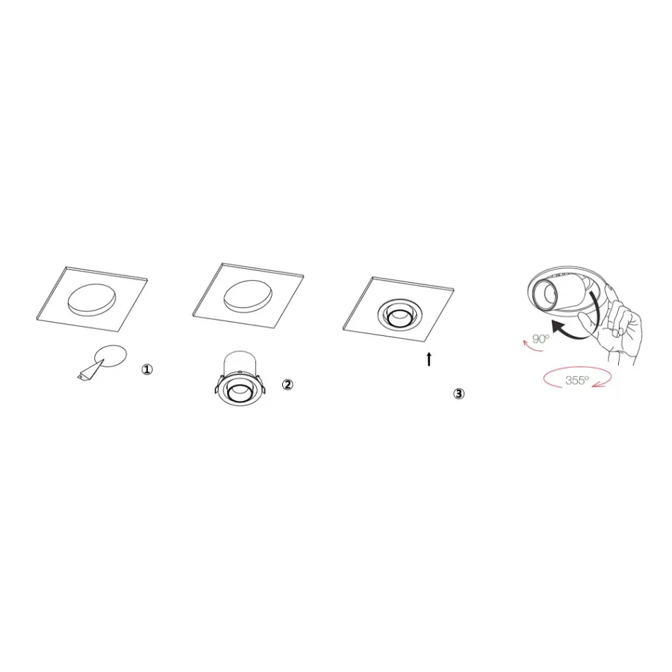 Fotoprojetor Lâmpada de Teto LED Ajustável em Alumínio 4 Peças - Etrusca Viadurini