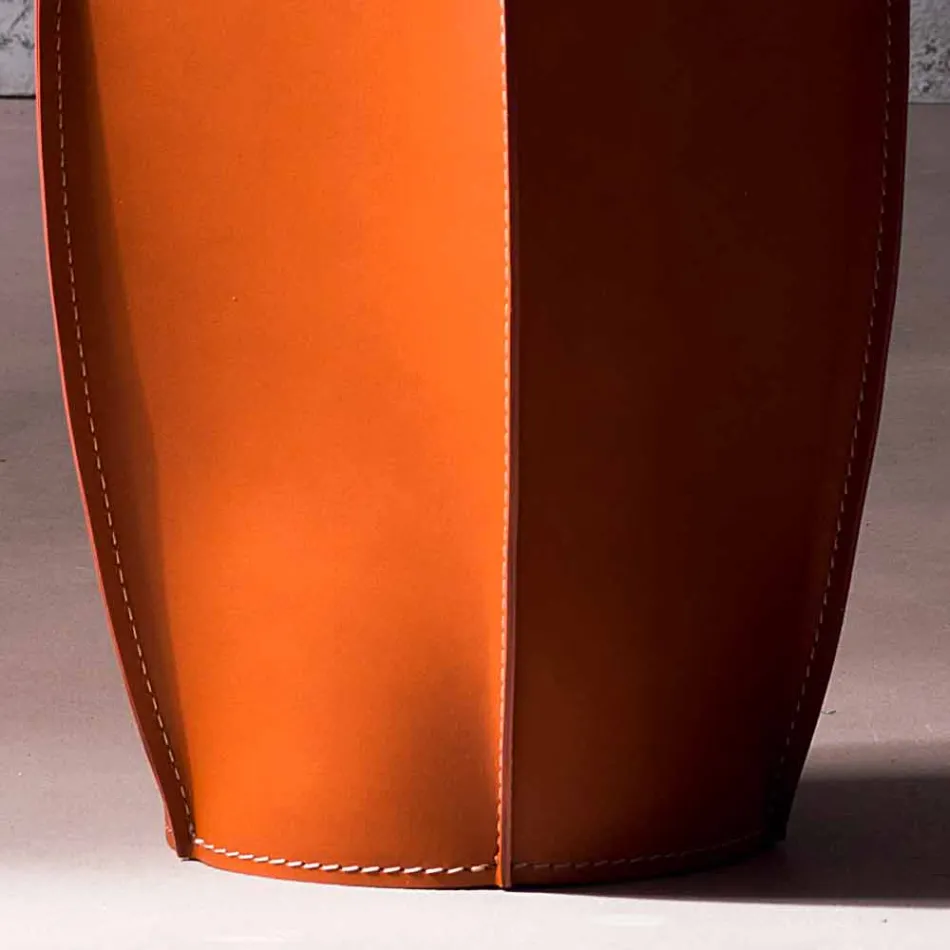 Caixa de resíduos de design em couro Poligiono regenerado, fabricado na Itália Viadurini