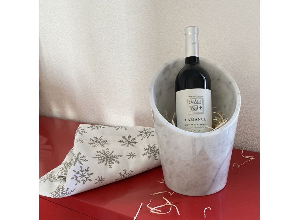 Glacette de vinho ou champanhe em mármore branco de Carrara fabricado na Itália - Ciotti Viadurini