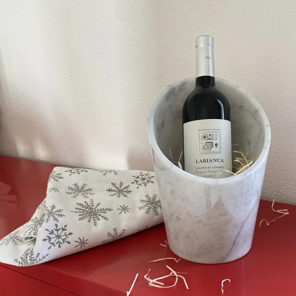 Glacette de vinho ou champanhe em mármore branco de Carrara fabricado na Itália - Ciotti Viadurini