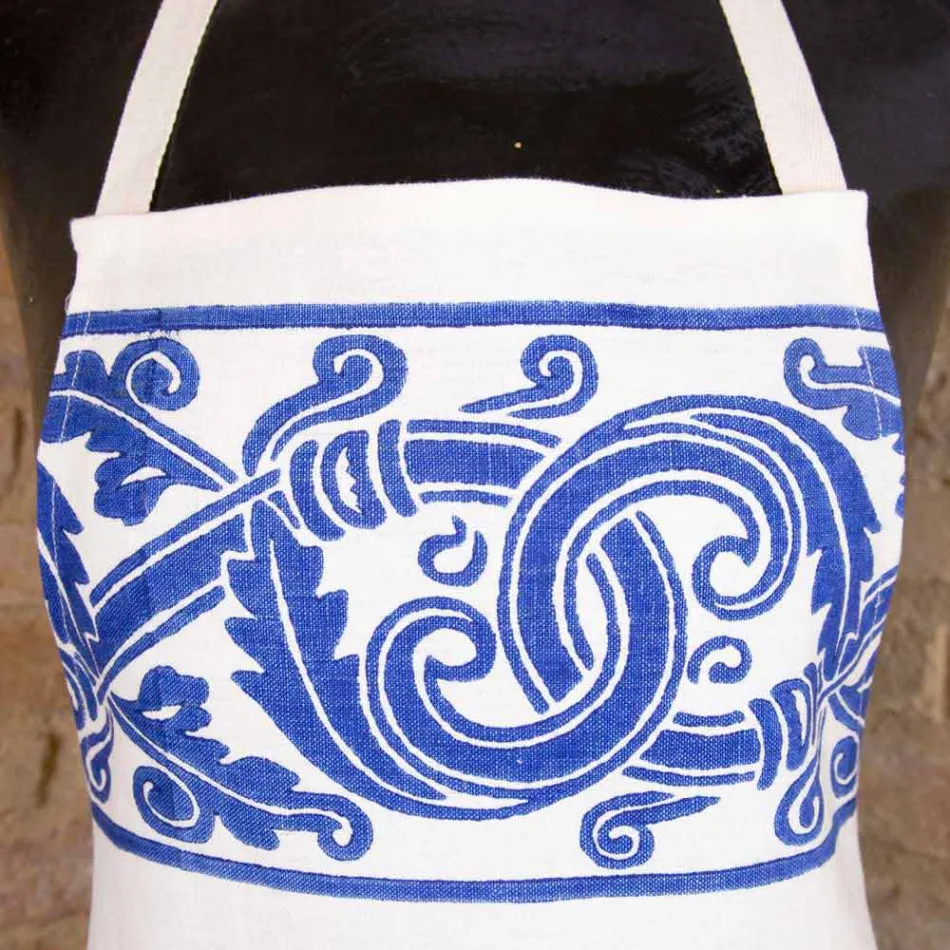 Avental de linho artesanal italiano de uma peça - Marcas Viadurini