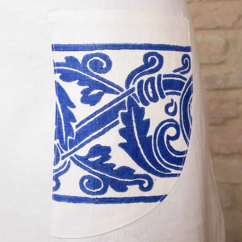 Avental de linho artesanal italiano de uma peça - Marcas Viadurini