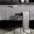Avental de cozinha em modelo baixo de linho cinza antracite com bolso - Flick Viadurini