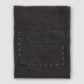 Avental de cozinha de linho preto com cristais Modelo baixo com bolso - Clique