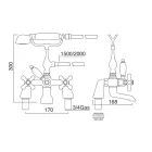 Grupo de rebordo de banheira clássico com chuveiro de mão em latão Made in Italy - Ercolina Viadurini