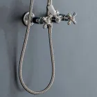 Grupo de duche clássico duplex em latão com cabeça de duche de 3 tamanhos - Ercolina Viadurini