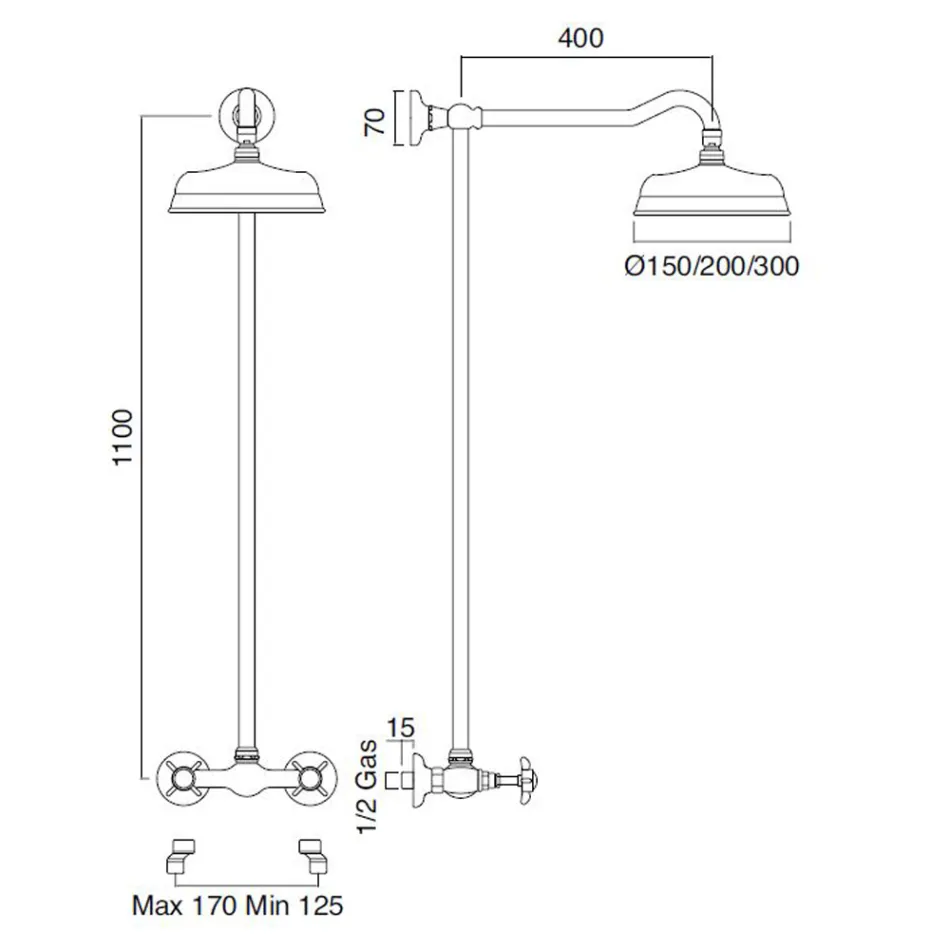 Grupo de duche em latão artesanal de estilo clássico - Miriano Viadurini