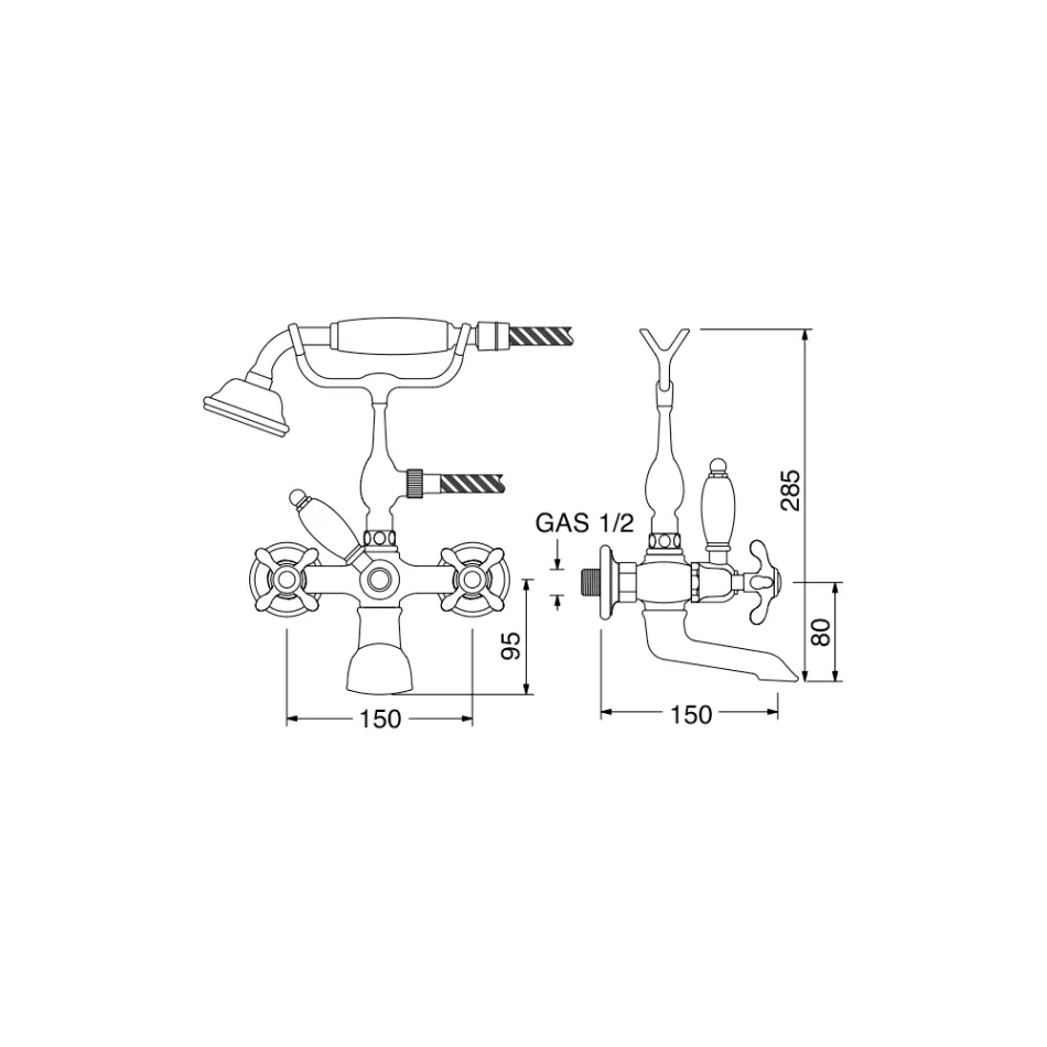 Grupo de banheira de latão de design vintage fabricado em Itália - Klarisa Viadurini