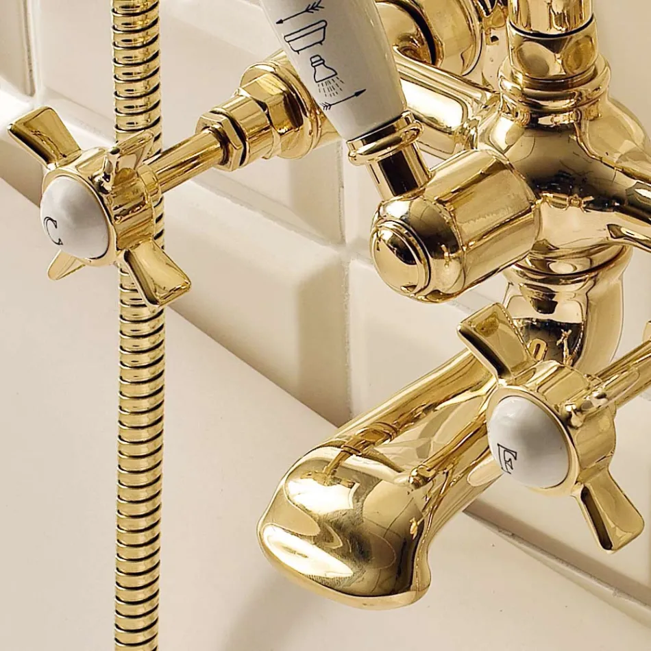 Grupo de banheira de latão de estilo vintage fabricado em Itália - Katerina Viadurini