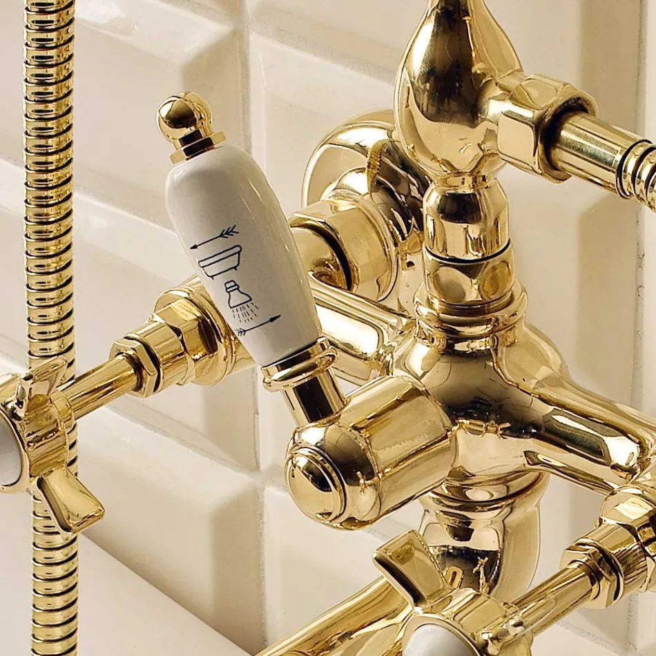 Grupo de banheira de latão de estilo vintage fabricado em Itália - Katerina Viadurini