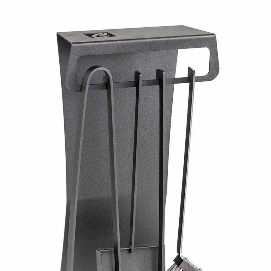 Conjunto de 4 ferramentas para lareira de aço Made in Italy Design - Chandler Viadurini