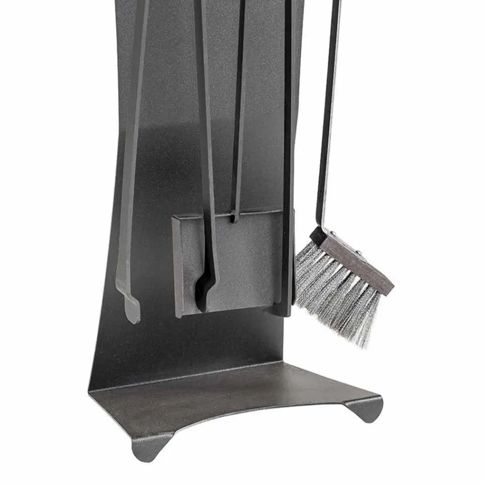 Conjunto de 4 ferramentas para lareira de aço Made in Italy Design - Chandler Viadurini