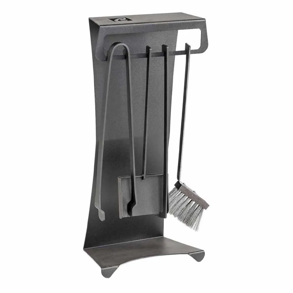 Conjunto de 4 ferramentas para lareira de aço Made in Italy Design - Chandler Viadurini