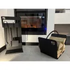 Conjunto de ferramentas de design para lareira em aço preto fabricado na Itália - Ostro Viadurini