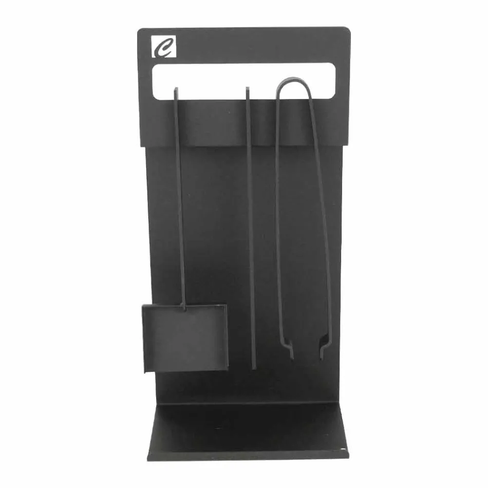 Conjunto de ferramentas de design para lareira em aço preto fabricado na Itália - Ostro Viadurini