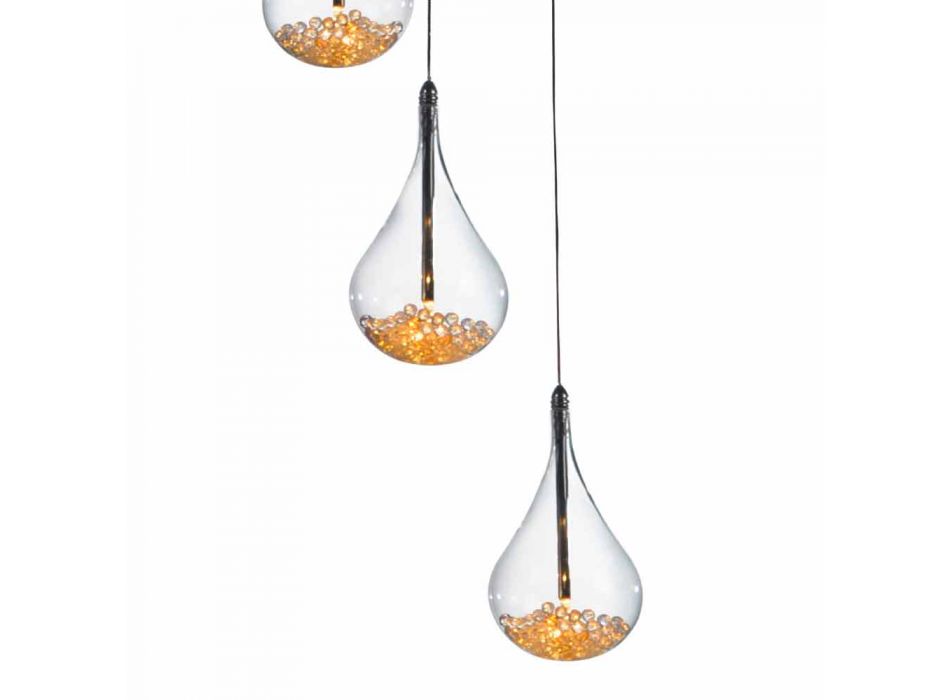 Lâmpada de suspensão em vidro borosilicato e metal cromado - peras Viadurini