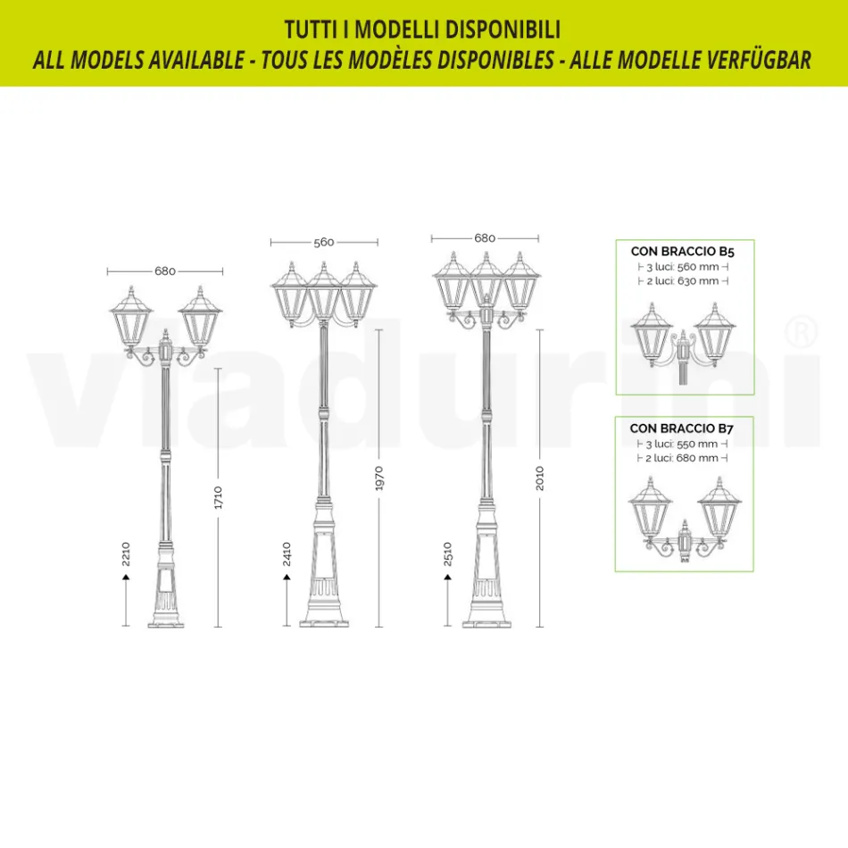 Candeeiro de parede de jardim em alumínio fundido fabricado na Itália - Pinako Viadurini