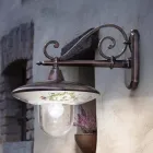 Candeeiro de parede de jardim em alumínio preto flores pintadas à mão - latino Viadurini