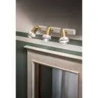 Lâmpada de Parede Linear 3 Focos em Latão e Cerâmica Artesanal - Savona Viadurini