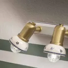 Lâmpada de Parede Linear 3 Focos em Latão e Cerâmica Artesanal - Savona Viadurini