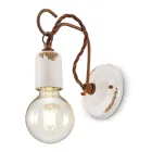 Luminária de Parede Artesanal Industrial em Ferro e Cerâmica - Vintage Viadurini