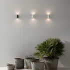 Candeeiro de parede exterior design em alumínio branco ou preto - Leopida Viadurini