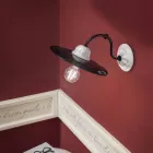 Luminária de Parede em Cerâmica Branca e Metal Preto Estilo Vintage - Potência Viadurini