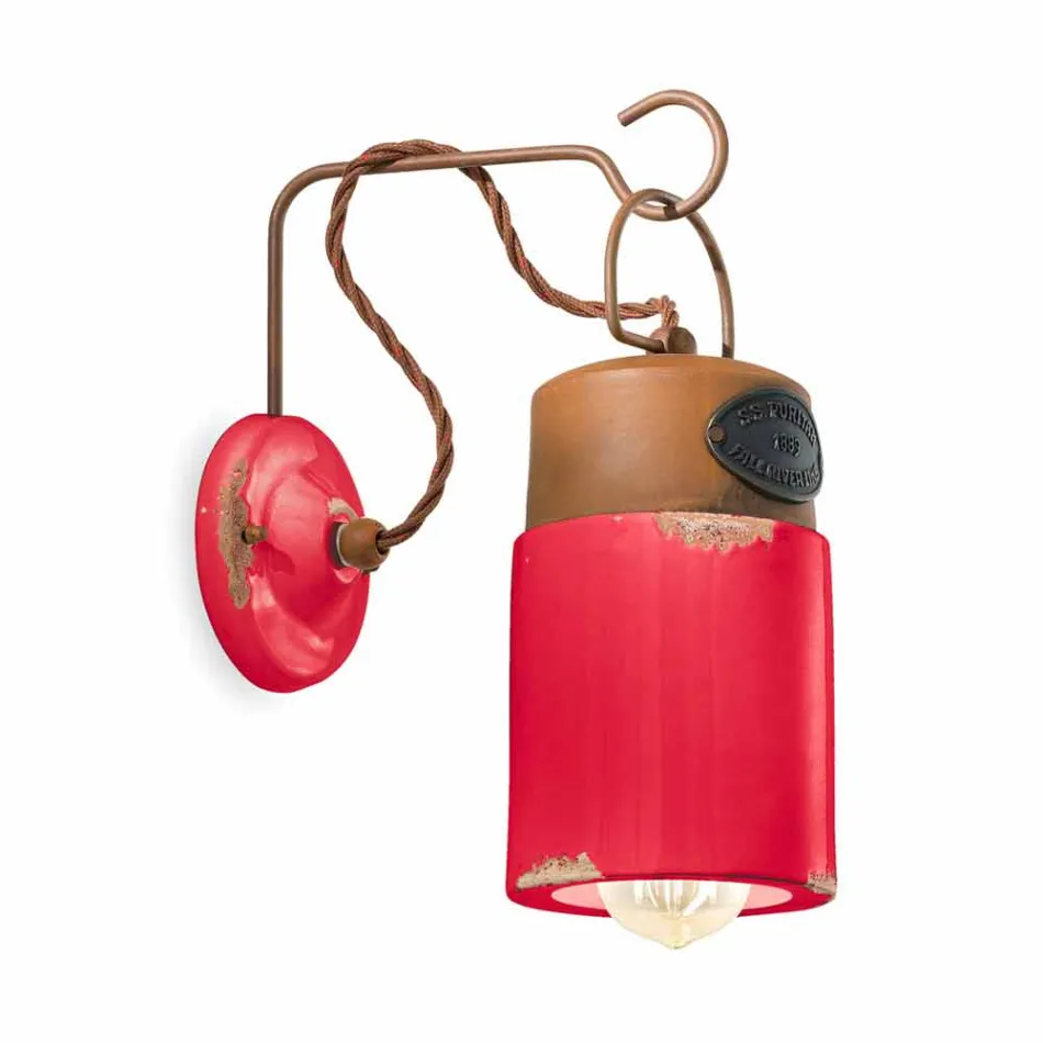 Lâmpada de parede em cerâmica e ferrugem de ferro Desiree Ferroluce Viadurini