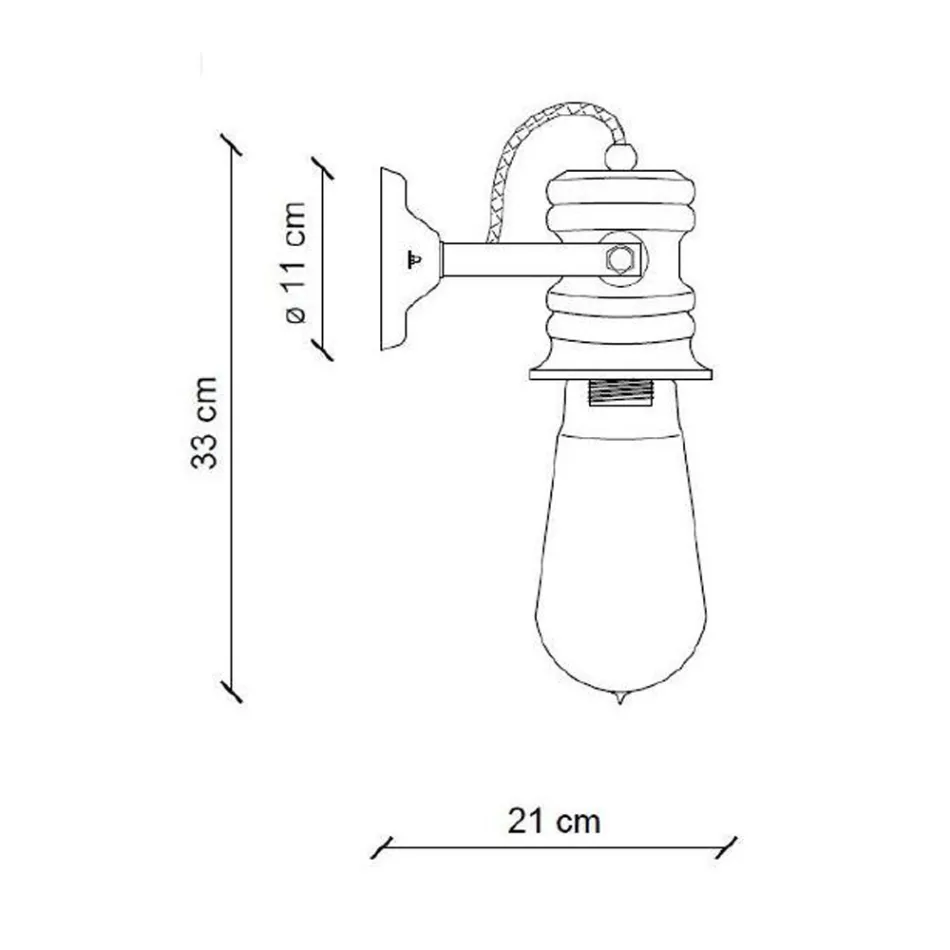 Luminária de Parede em Ferro e Cerâmica Industrial Artesanal - Urban Viadurini