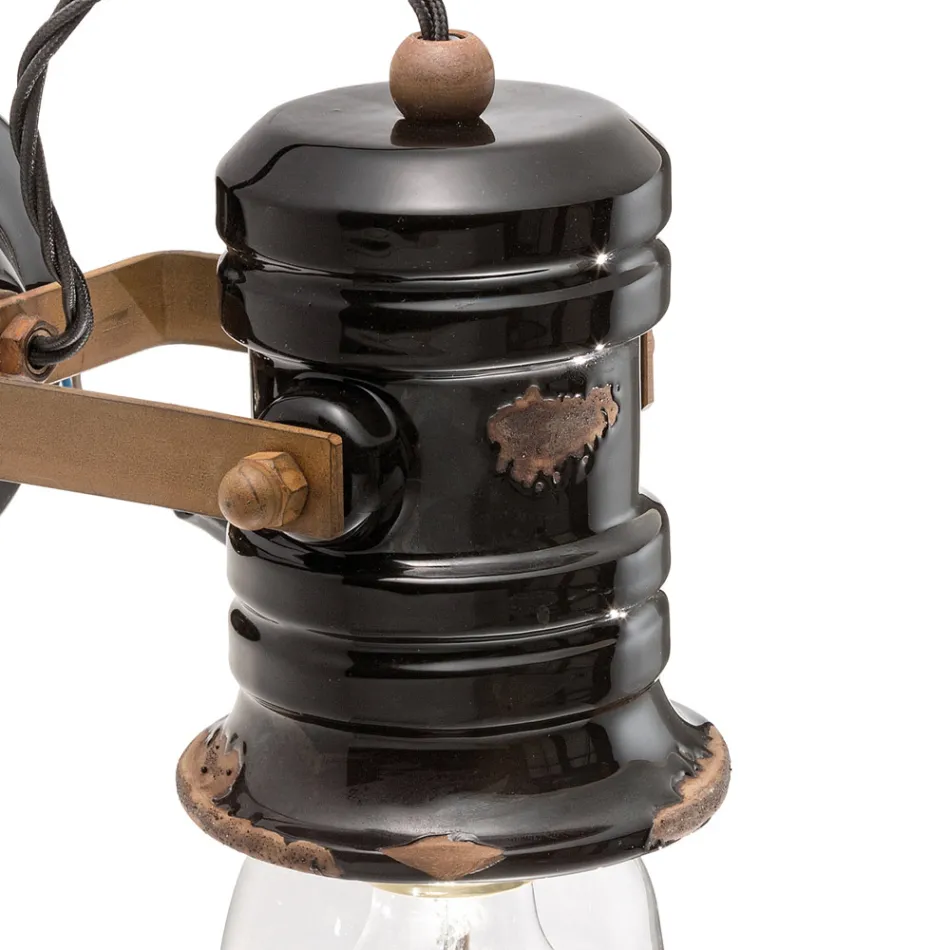 Luminária de Parede em Ferro e Cerâmica Industrial Artesanal - Urban Viadurini