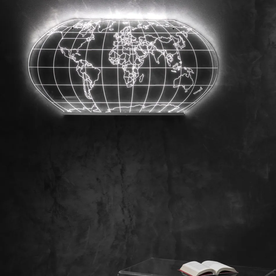 Candeeiro de parede Planisphere em cristal acrílico gravado a laser - Rihanna Viadurini