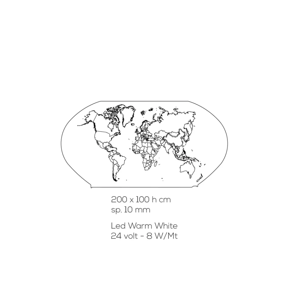 Candeeiro de parede Planisphere em cristal acrílico gravado a laser - Rihanna Viadurini