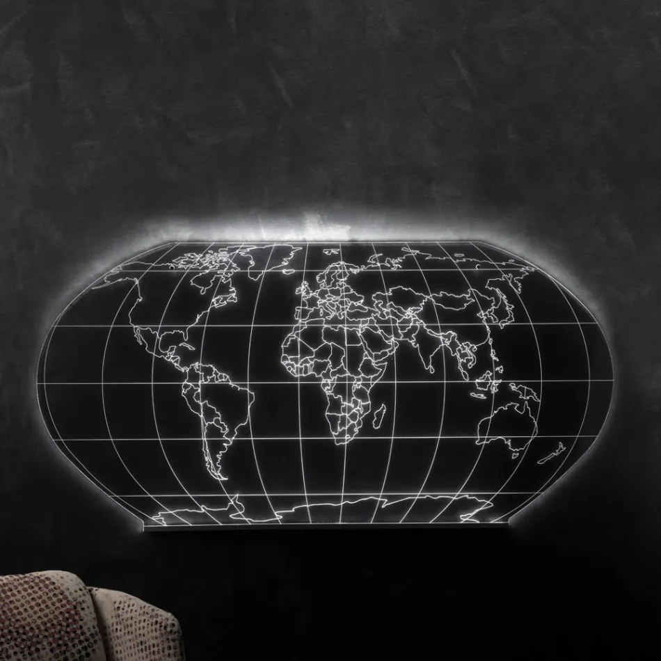 Candeeiro de parede Planisphere em cristal acrílico gravado a laser - Rihanna Viadurini